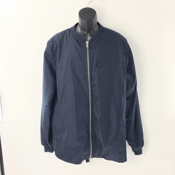 Stampd Mens Bomber Jacket Full Zip Hidden Pockets Blue Interior Straps Sz XXL